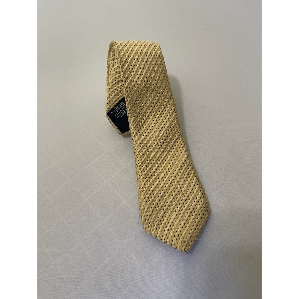 Canali Yellow‎ Solid Knit 100% Silk Neck Tie Made In Italy